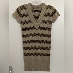 Vintage Wet Seal Y2K 90s Indie Brown Short Sleeve Sweater V-Neck  Small Grunge